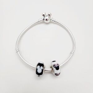 Pandora Mickey Mouse Clasp Bracelet Size 7.5 with 2 Charms